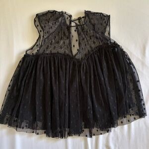 Black Sheer Polka Dot Blouse